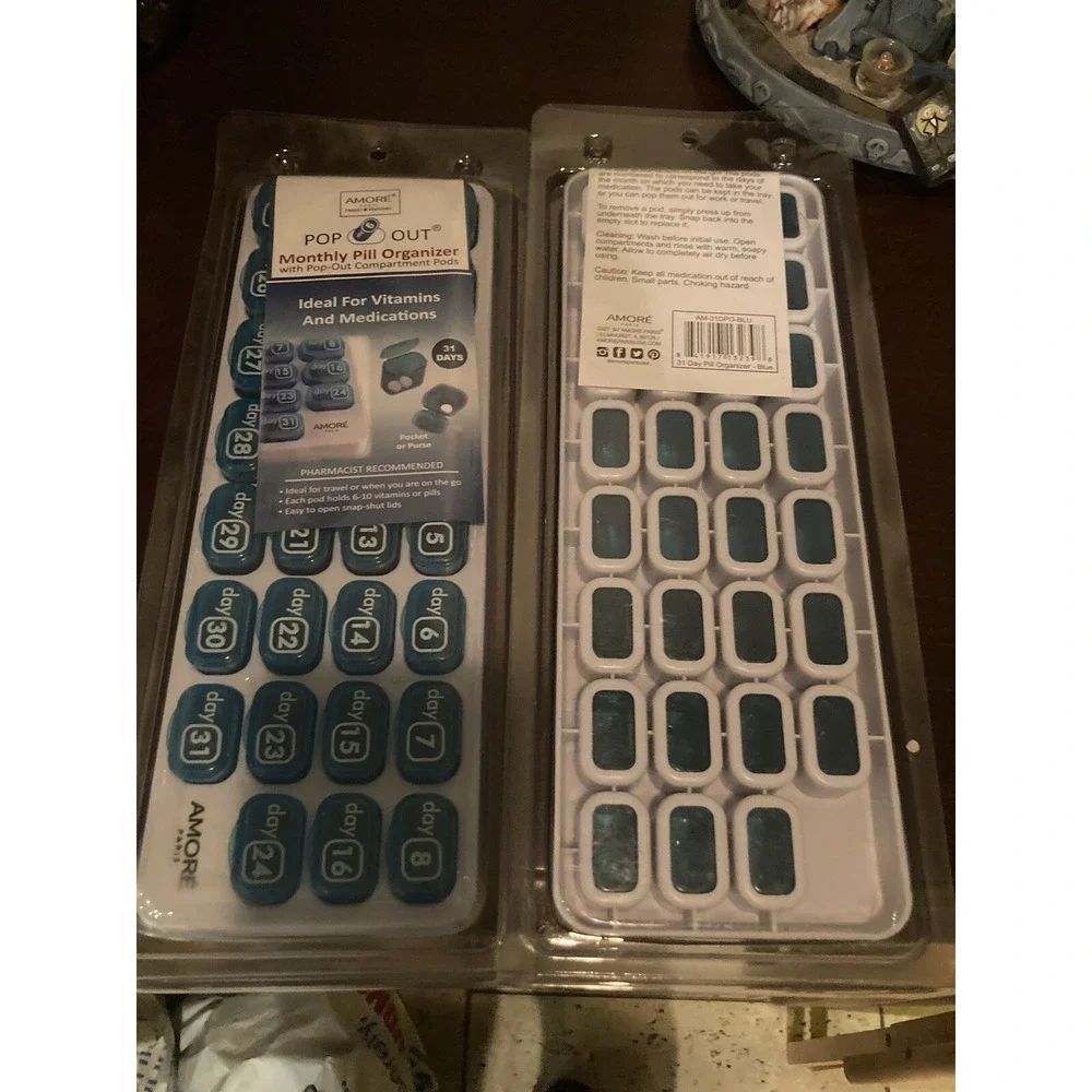 (3 Pack) GMS 31 Day Monthly Pill Organizer Tray with Daily Pop-out Pods